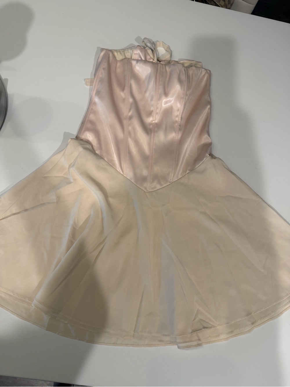 NWT Parthea Strapless Satin Corset Dress in Blush and Cream size XS - Picture 4 of 5